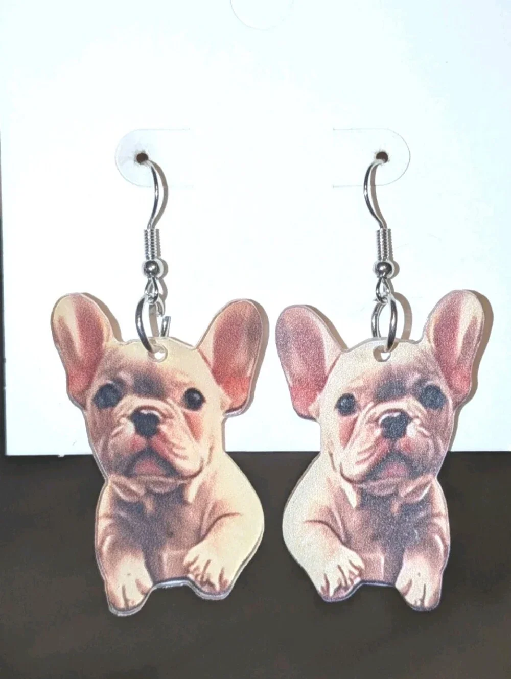 Hand Crafted French Bulldog Puppy Dangle Earrings For Women and Girls